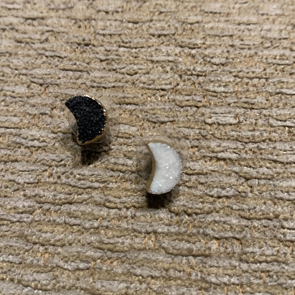 Quartz half moon earrings